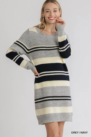 Keep Me Cozy Sweater Dress in Navy Grey