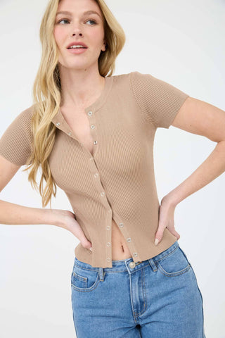 Minimal Knit Cardigan in Mocha