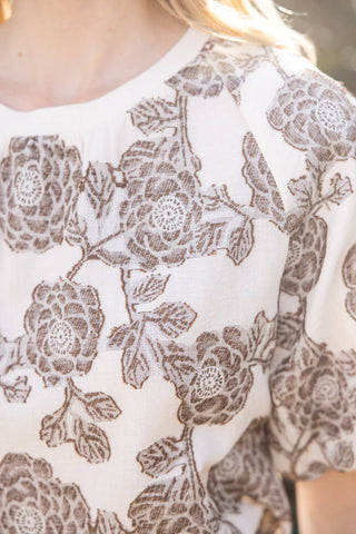 Blair Short Bubble Sleeve Floral PrintTop