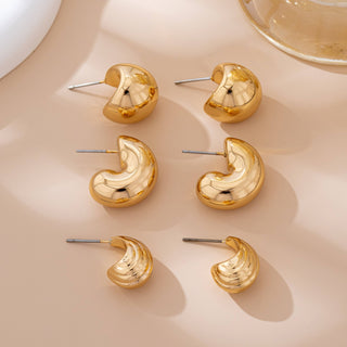 Rose Huggie Hoop Trio Earrings