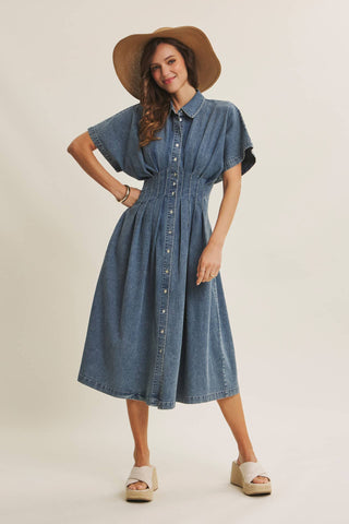 Tori Button Down Midi Dress