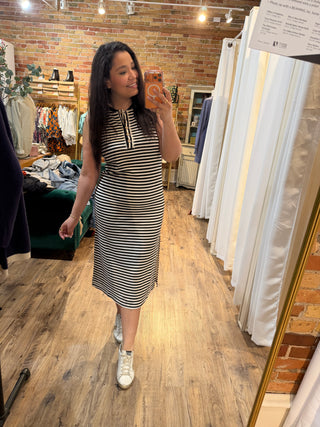 henley midi dress The Porch Day Striped Henley Midi Dress