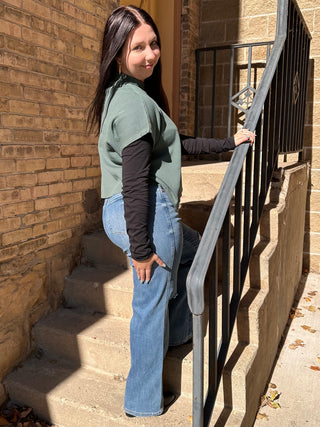 In Your Lane Sweater Top in Jade