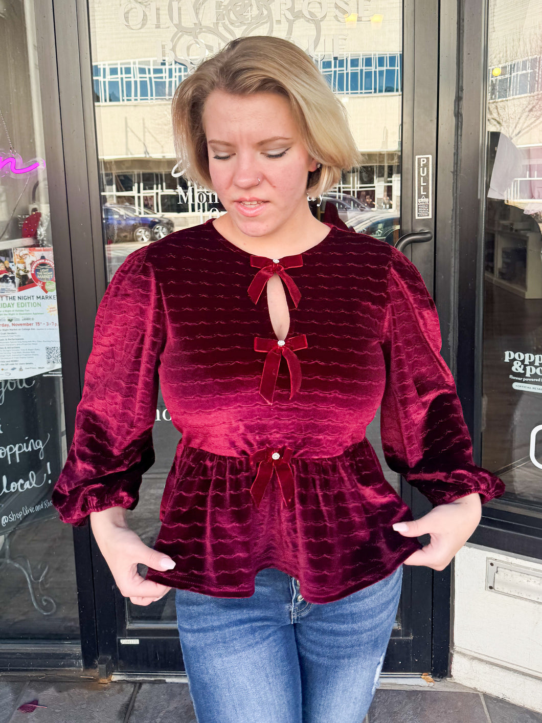 Feeling Festive Bow Tie Top