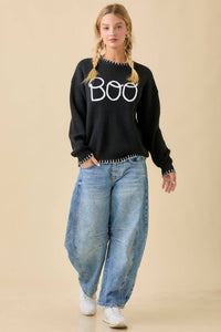 "Boo" Sweater With 3D Braided Writing
