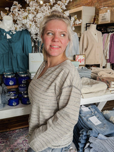 Athens Marled Knit Top in Mocha