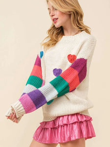 3D Heart Crochet Sweater