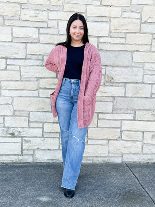 Coffee Runs Cardigan in Mauve
