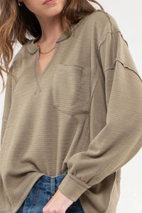 Mabel Knit Top in Olive Green