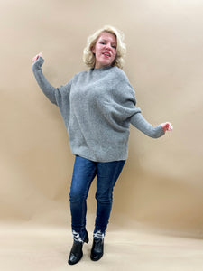 Monica Oversized Sweater Top in Grey