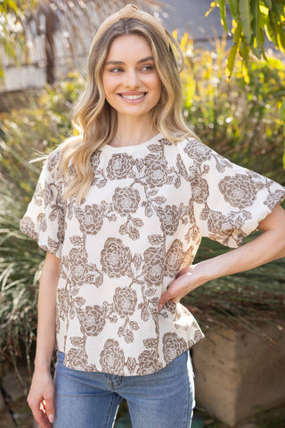 Blair Short Bubble Sleeve Floral PrintTop