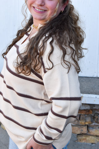 Erin Striped Sweater in Cream