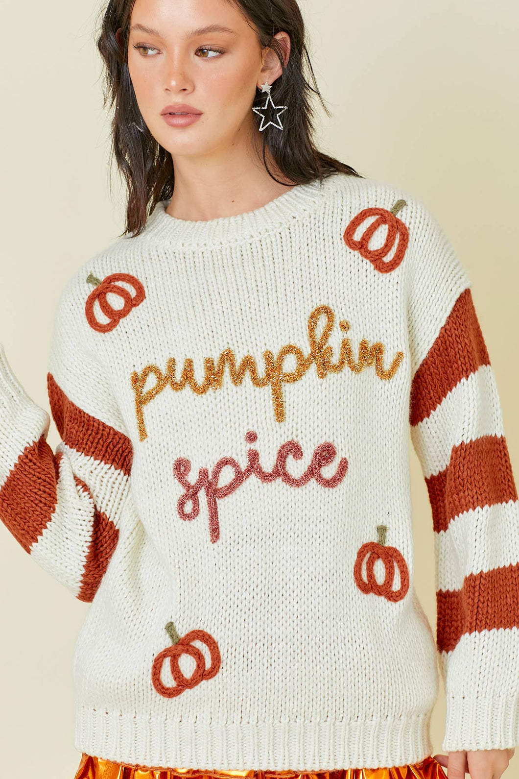 Pumpkin Spice Sweater Knit Top