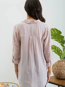 Sofia Lightweight Striped Top in Pink