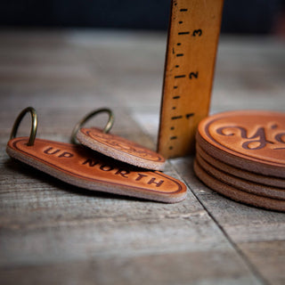 Wisconsin State Silhouette Leather Coaster