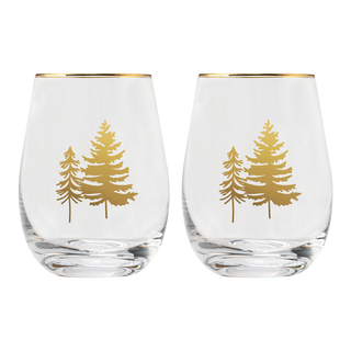 Trees Stemless Wine Glasses, Boxed Set of 2