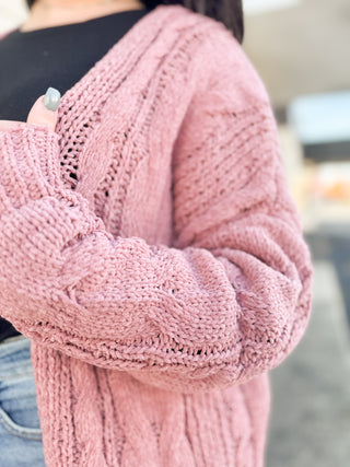 Coffee Runs Cardigan in Mauve