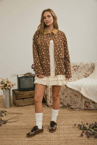 Elain Floral Jacket in Brown