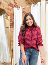 Lucia Heart Jacquard Ruffle Trim Top