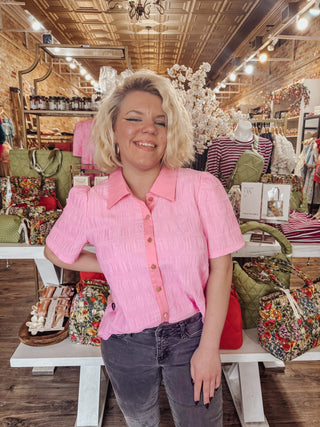 Emily Collared Button Up Top