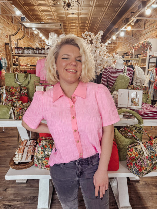 Emily Collared Button Up Top