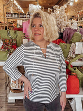 Sutton Striped Lace Up Knit Top