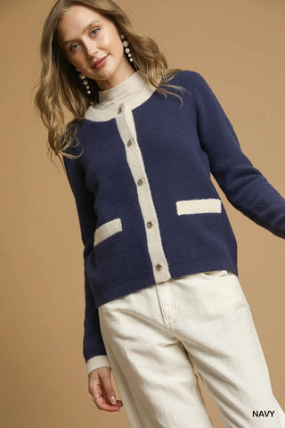 Anna Two-Tone Button Front Cardigan