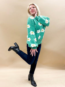 Sweetest Daisy Oversized Sweater in Shamrock Green