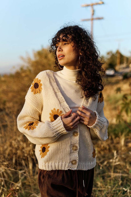 Sunflower Embroidered Cardigan