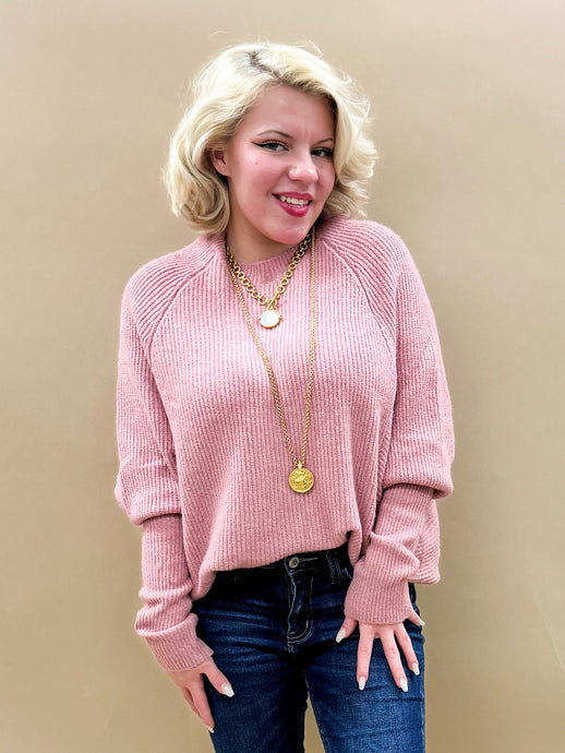 Monica Oversized Sweater Top in Pink