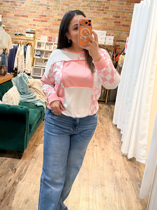 Pretty in Pink Patchwork Pullover Top