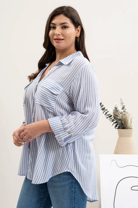 Sofia Lightweight Striped Top in Blue