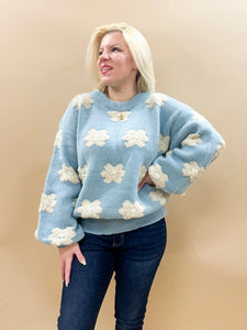 Sweetest Daisy Oversized Sweater in Blue