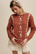 Rory Embroidered Cable Knit Sweater