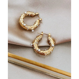 Eleanor French Pearl Hoop Earrings