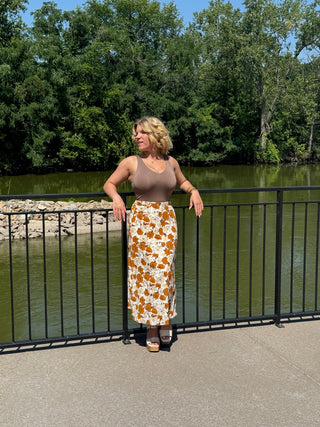 Anna Midi Skirt in Amber Floral