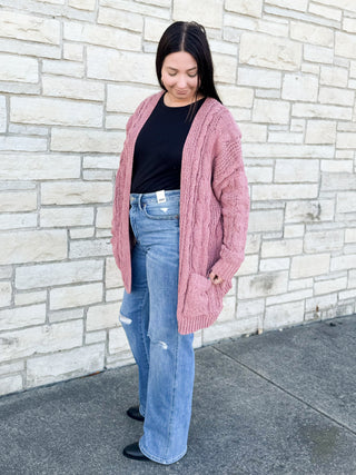 Coffee Runs Cardigan in Mauve