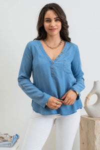 Button Down Chambray Top
