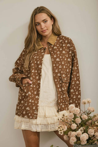 Elain Floral Jacket in Brown