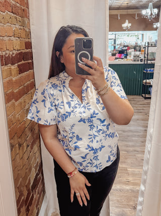 Leya Floral Inaya Split Neck Top