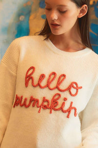 Hello Pumpkin Sweater in Burnt Orange