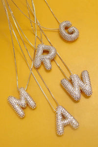 Initial Pave Bubble Necklace