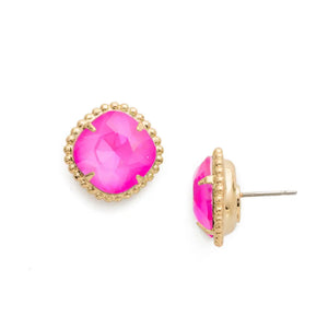 Hot Pink Solitaire Stud Earrings