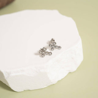 Round Stone Cross Earrings