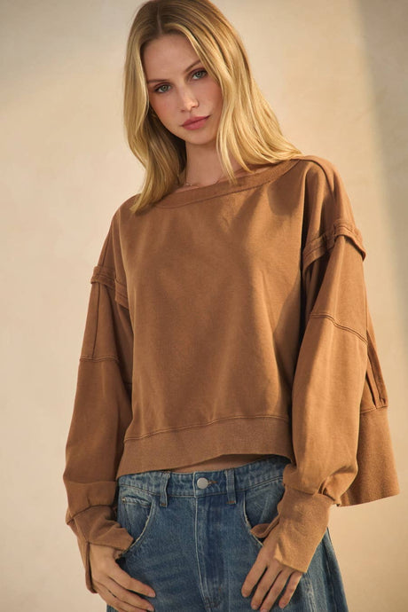 Kiera Dropped Shoulder Cropped Sweatshirt