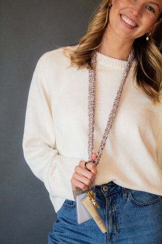 Tan Gingham Lanyard