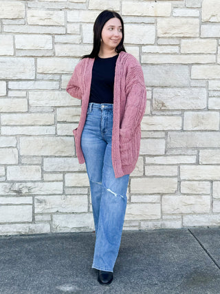 Coffee Runs Cardigan in Mauve