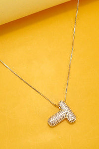 Initial Pave Bubble Necklace