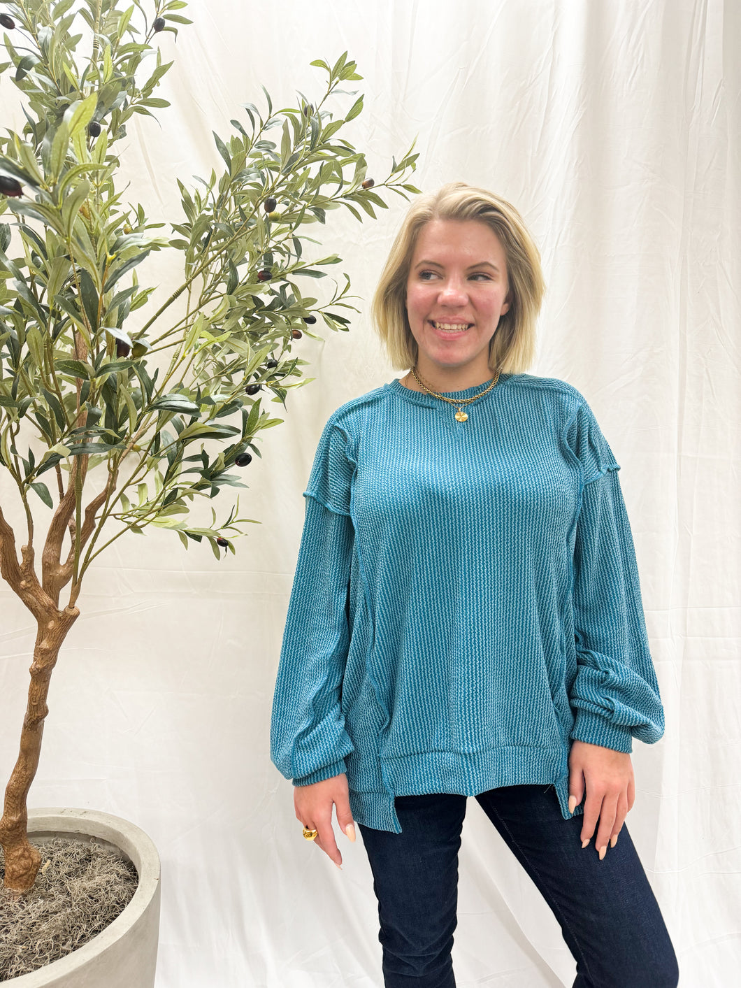 Gemma Oversized Top in Teal