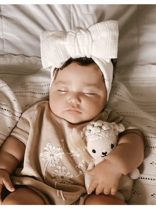 Luna + Luca Pointelle Bow Headband - White